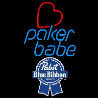 Pabst Blue Ribbon Poker Girl Heart Babe Beer Sign Neonkyltti