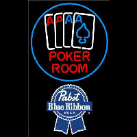 Pabst Blue Ribbon Poker Room Beer Sign Neonkyltti