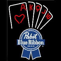 Pabst Blue Ribbon Poker Series Beer Sign Neonkyltti