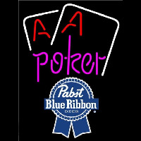 Pabst Blue Ribbon Purple Lettering Red Aces White Cards Beer Sign Neonkyltti