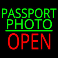 Passport Photo Open Block Green Line Neonkyltti