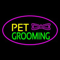 Pet Grooming Logo Oval Purple Neonkyltti