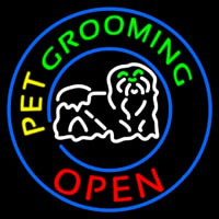 Pet Grooming Open Block Logo Neonkyltti