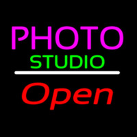 Photo Studio Open White Line Neonkyltti