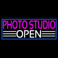 Photo Studio Open With Blue Border Neonkyltti