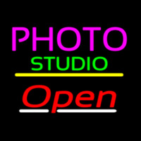 Photo Studio Open Yellow Line Neonkyltti