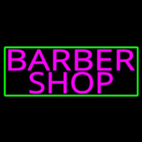 Pink Barber Shop With Green Border Neonkyltti