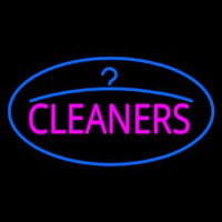 Pink Cleaners Oval Blue Logo Neonkyltti