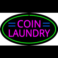 Pink Coin Laundry Oval Green Border Neonkyltti