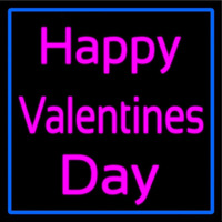 Pink Cursive Happy Valentines Day With Blue Border Neonkyltti