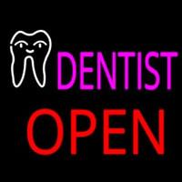 Pink Dentist Tooth Logo Block Open Neonkyltti