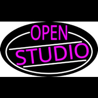 Pink Open Studio Oval With White Border Neonkyltti