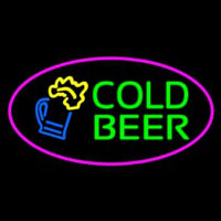 Pink Oval Cold Beer Neonkyltti