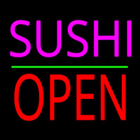 Pink Sushi Block Open Green Line Neonkyltti