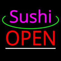 Pink Sushi Green Line Open Neonkyltti