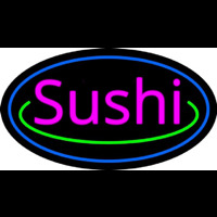 Pink Sushi With Blue Border Neonkyltti