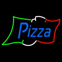 Pizza Blue Script Italian Flag Neonkyltti