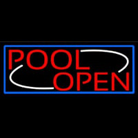 Pool Open With Blue Border Neonkyltti