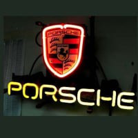 Porsche European Auto Olut Baari Neonkyltti