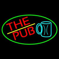 Pub And Beer Mug Oval With Green Border Neonkyltti