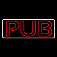 Pub Red With White Border Neonkyltti