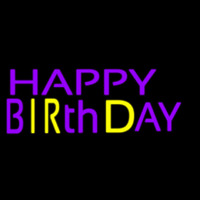 Purple And Yellow Happy Birthday Neonkyltti