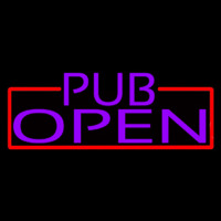Purple Pub Open With Red Border Neonkyltti