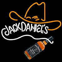 Rare Jack Daniels Whiskey Cowboy Hat Neonkyltti