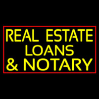 Real Estate Loans And Notary With Red Border Neonkyltti
