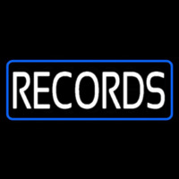 Records Block Blue Border Neonkyltti