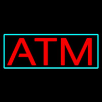 Red Atm With Light Blue Border Neonkyltti