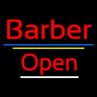 Red Barber Open Blue Yellow Lines Neonkyltti