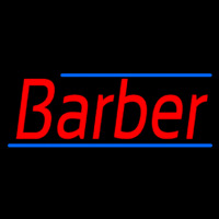 Red Barber With Blue Lines Neonkyltti