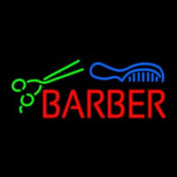Red Barber With Comb And Scissor Neonkyltti