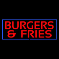 Red Burgers And Fries With Blue Border Neonkyltti