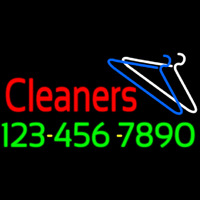 Red Cleaners Phone Number Logo Neonkyltti