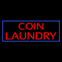 Red Coin Laundry Blue Border Neonkyltti