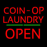 Red Coin Op Laundry Block Open Green Line Neonkyltti