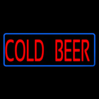 Red Cold Beer With Blue Border Neonkyltti