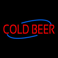 Red Cold Beer With Blue Border With Blue Line Neonkyltti
