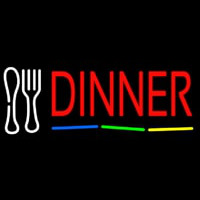 Red Dinner Multicolored Line With Spoon And Fork Neonkyltti