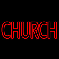 Red Double Stroke Church Neonkyltti