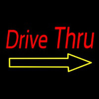 Red Double Stroke Drive Thru With Yellow Arrow Neonkyltti