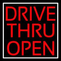 Red Drive Thru Open Neonkyltti