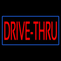 Red Drive Thru With Blue Border Neonkyltti