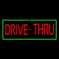 Red Drive Thru With Green Border Neonkyltti