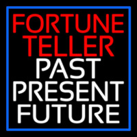 Red Fortune Teller White Past Present Future Blue Border Neonkyltti