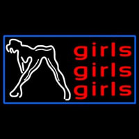 Red Girls Girls Girls Strip Club With Blue Border Neonkyltti