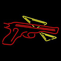 Red Gun With Pizza Neonkyltti