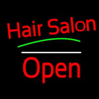 Red Hair Salon Open White Line Neonkyltti